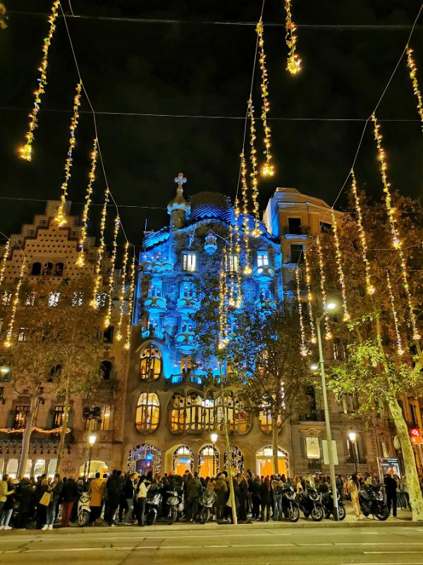 Christmas Decorations at Casa Batllo Barcelona in December