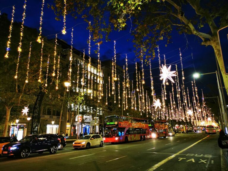 Christmas Lights on Passeig de Gracia in Barcelona in winter