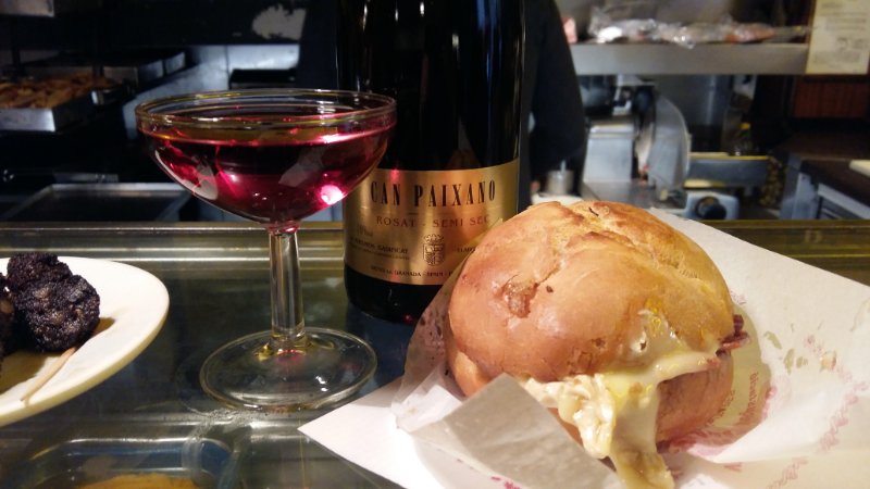 Glass of Cava and a Sandwich in Can Paixano