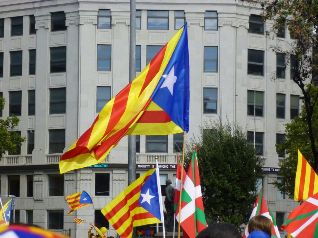 The Catalan Pro-Independence Flag During a Gathering for September 11 - Catalan Culture in Barcelona