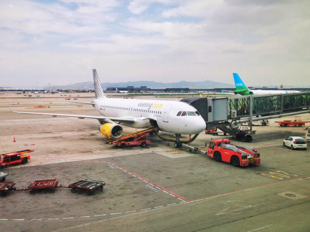 A Vueling Aeroplane at Barcelona Airport