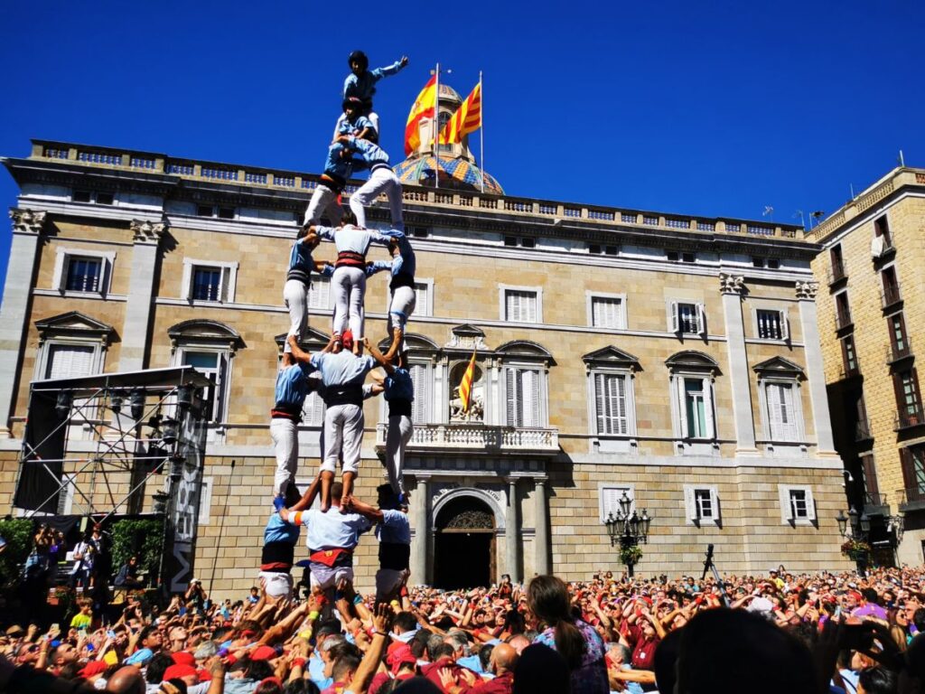 Castellers Performing at La Merce Festival in Barcelona