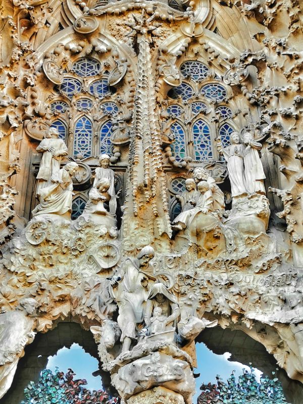 Details on the Nativity Facade of the Sagrada Familia Cathedral