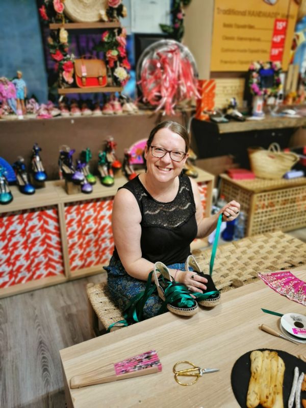 Me at my Espadrilles Workshop in Barcelona