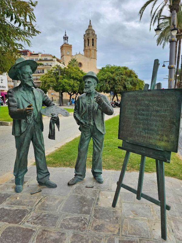 One of the Sculptures in Sitges dedicated to Catalan Artists Rusinol and Casas