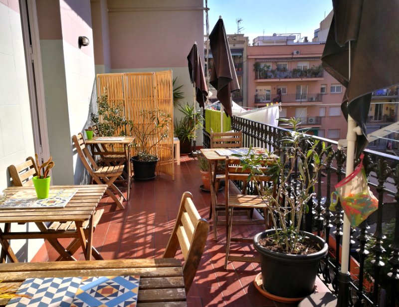 A Terrace at a Barcelona Hostel