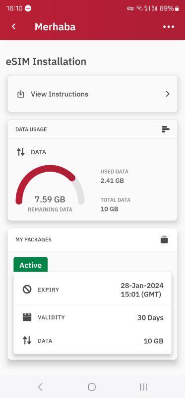 Airalo Screenshot Showing How much Data is Left
