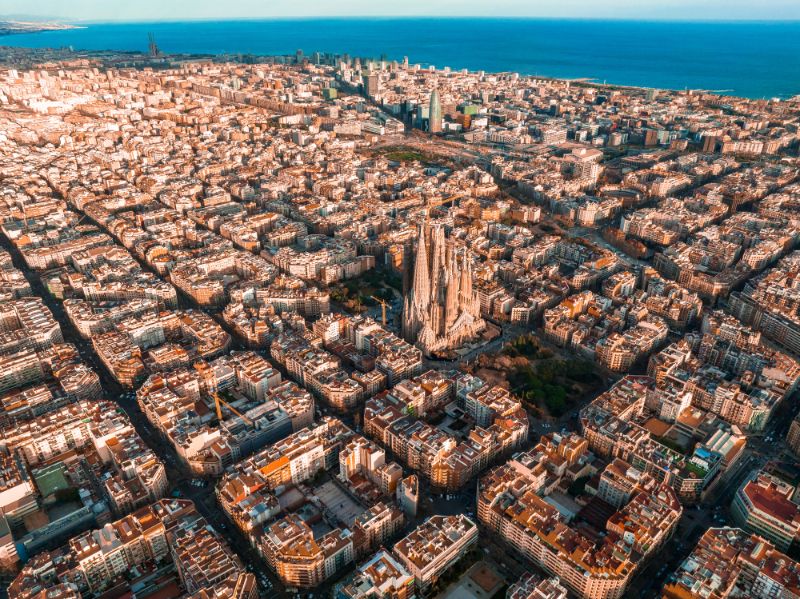 Bird's Eye View of the Eixample and Sagrada Familia