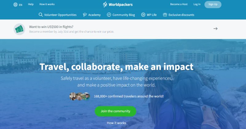 Worldpackers Homepage - Barcelona Airbnb Alternatives