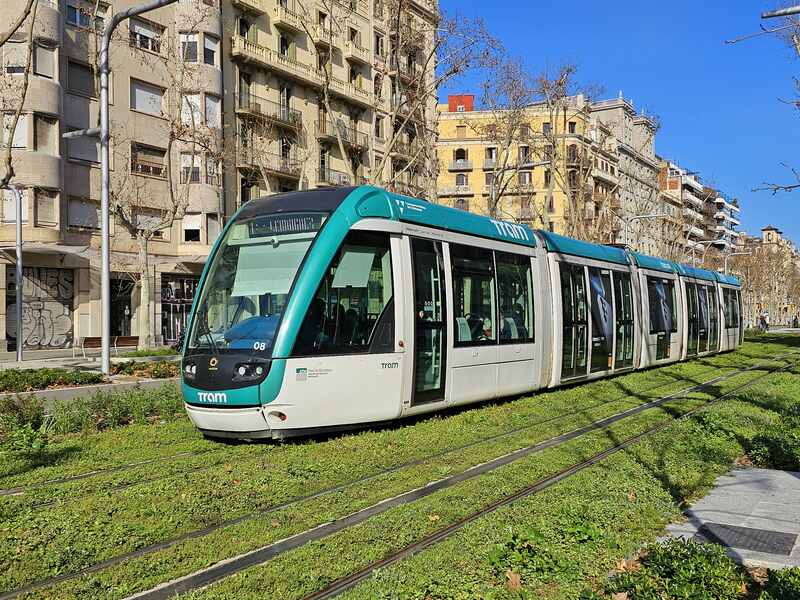 A Tram in Barcelona on Diagonal Avenue