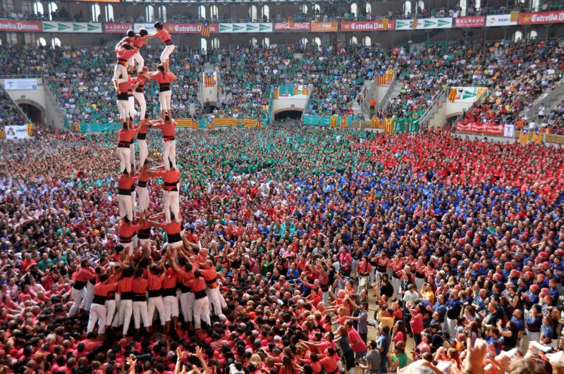 Castellers Performing at the Castell Competition in Tarragona