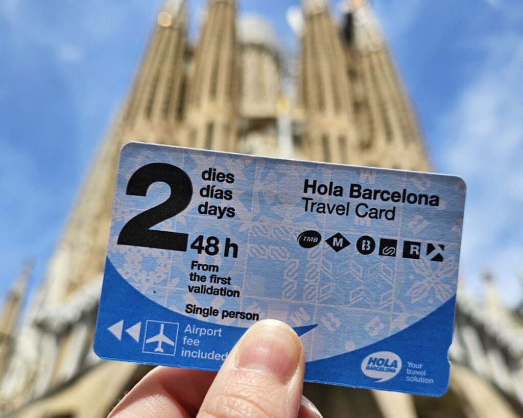 a 2 Day Hola Barcelona Card with the Sagrada Familia in the background - Barcelona City Cards Compared