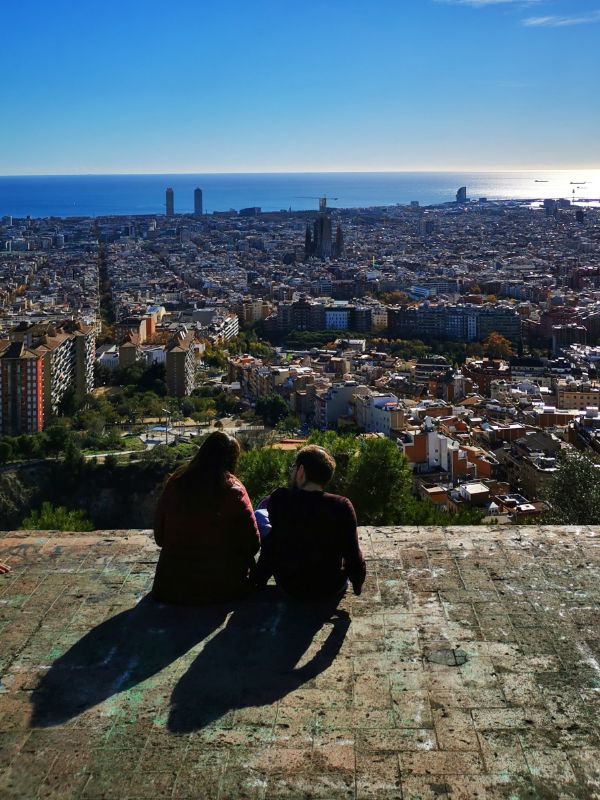 A Couple Admiring the View from the Carmel Bunkers in Barcelona