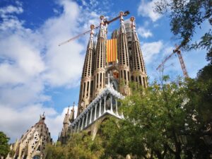 La Sagrada Familia Decorated with the Catalan Flag on La Diada de Catalunya September 11 2023 - Best Time to Visit La Sagrada Familia Barcelona