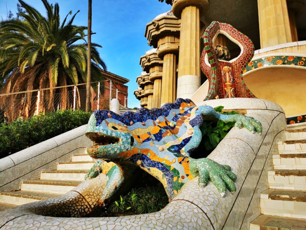 The Dragon Statue at Park Guell Barcelona - What to Do in Barcelona in January