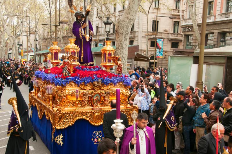 Good Friday Procession on La Rambla during Semana Santa