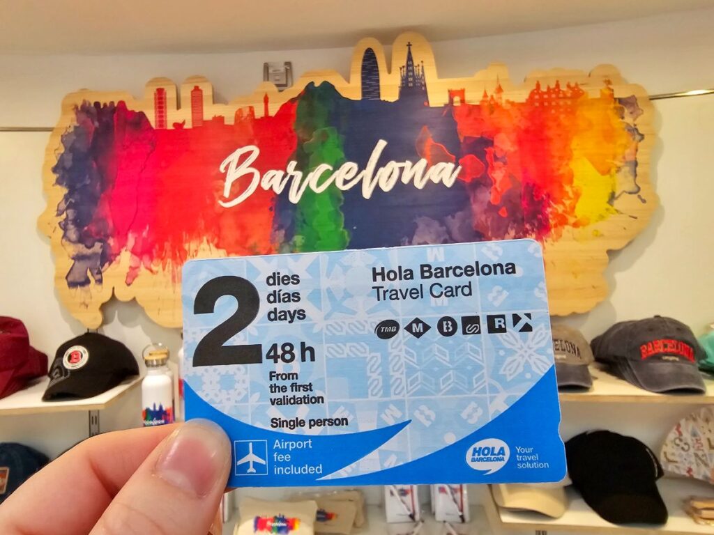a 2 Day Hola Barcelona Travel Card with a colourful background