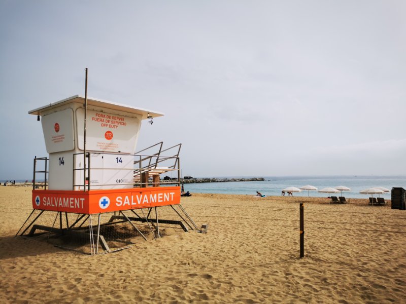 A Closed Life Guard Point on the beach in Barcelona