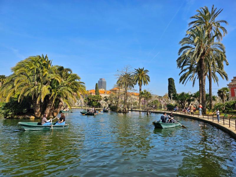 Rowing Boats on the Lake in Ciutadella Park - Barcelona in June