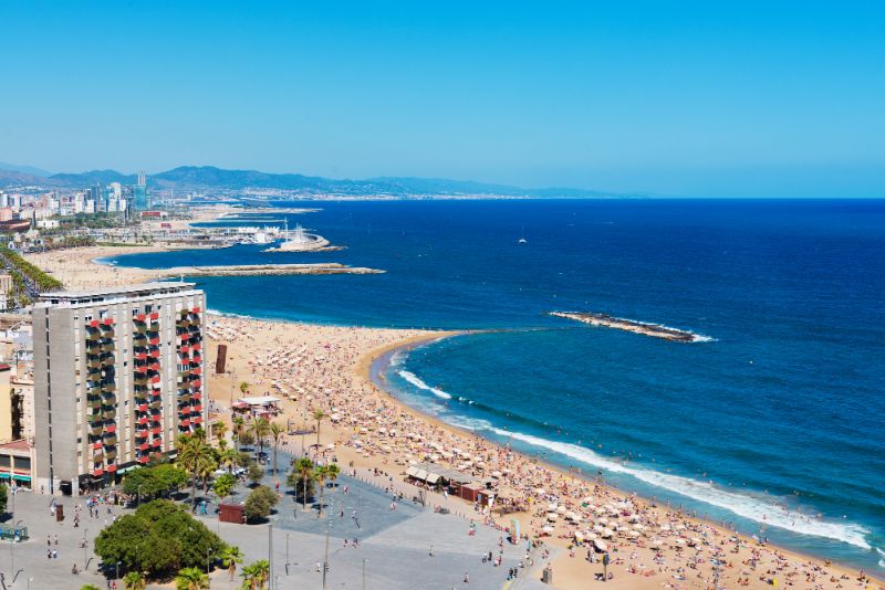 Sant Miquel Beach near Barceloneta - Barcelona in June is a Great Time to Hit the Beach
