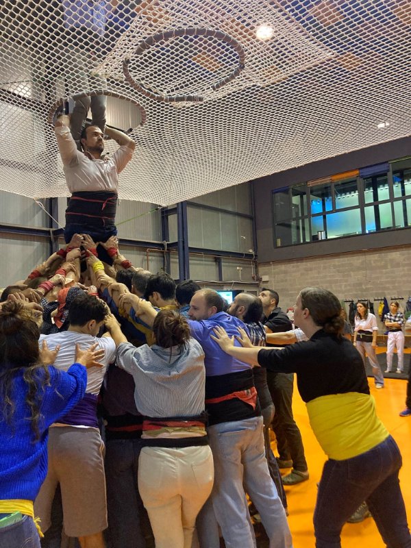 Claire joining a practise with the Castellers of Sant Cugat