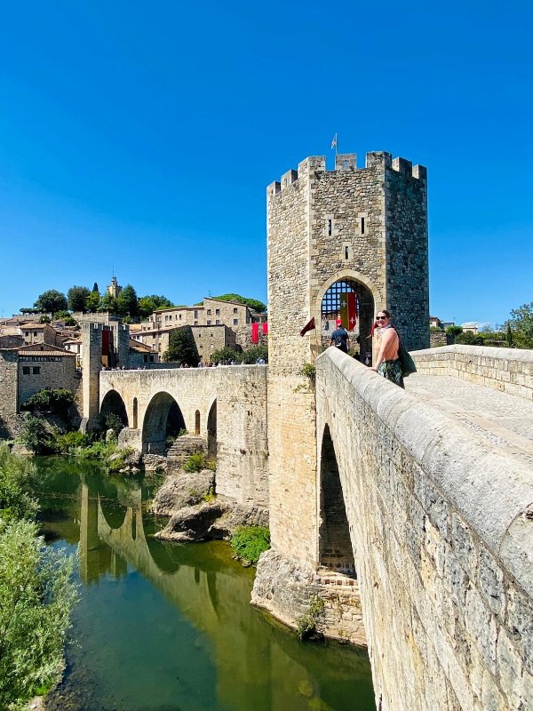 Claire on the Medieval bridge at Besalu