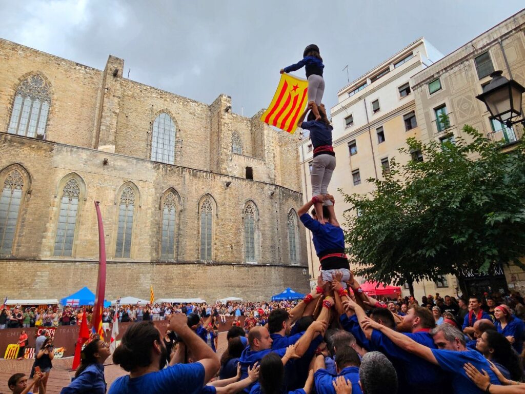 Castellers Performing on La Diada de Catalunya